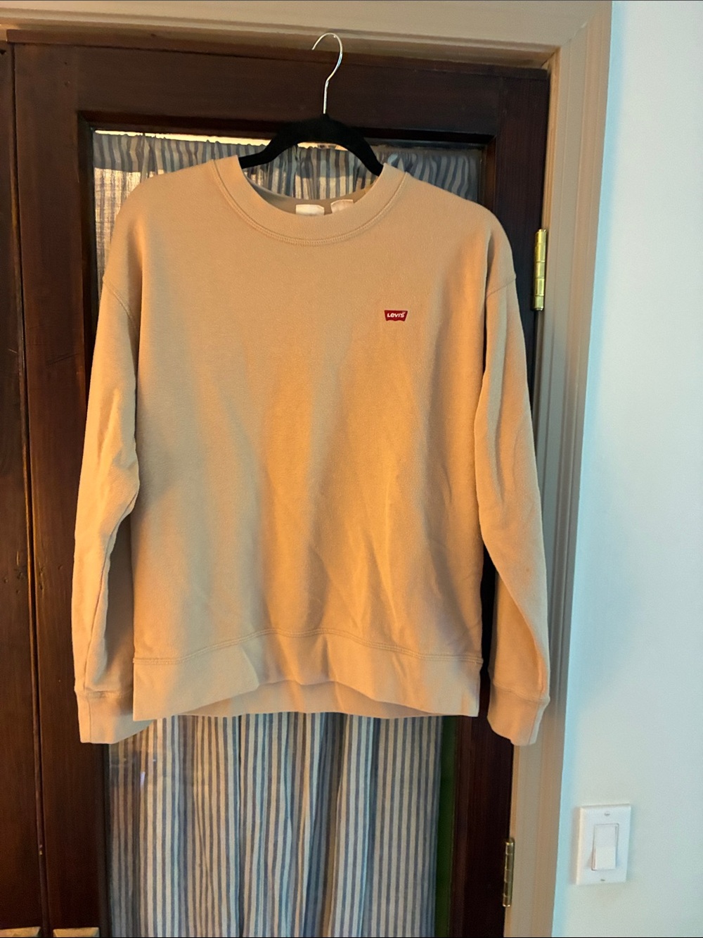 Levi's Tan Crewneck Sweatshirt with Red Logo